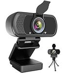 Webcam HD 1080P,Webcam with Microphone, USB Desktop Laptop Camera with 110 Degree Widescreen,Stream Webcam for Calling, Recording,Conferencing, Gaming,Webcam with Privacy Shutter and Tripod (n5)