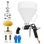GMGSJ Drywall Texture Spray Gun with 1.45 Gallon Hopper, 3 Nozzles (4.0/6.0/8.0mm), Drywall Hopper Texture Sprayer for Wall, Ceiling, Texture Gun Kit Include Elbow Hose, Texture Sponge (Black)