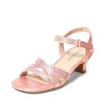 DREAM PAIRS Girls Sandals Low Heel Ankle Strap Open Toe Sandals Wedding Party Bridesmaid for Little Kid/Big Kid,Size 12 Little Kid,Rose Gold,SDSD2315K