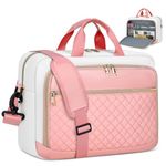 Laptop Bag 17.3 Inch Large Laptop Briefcase for Women Men Padded Travel Laptop Case Shoulder Bag Waterproof Computer Messenger Bag for Travel Business Office,Pink & Beige