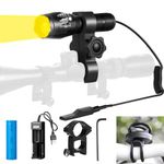 Rechargeable Yellow Warm Light Tactical Flashlight，500 Yard Warm Yellow Hunting Light Zoomable Flashlight Hog Predator Lights with Pressure Switch Universal Picatinny Rail Mount kit.