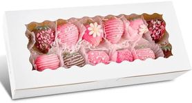 Kucoele 30 PCS White Cookie Boxes with Window, 12.5 x 5.5 x 2.5 Inches Treat Boxes Bakery Boxes Chocolate Covered Strawberries Supplies for Pastries, Desserts, Donuts, Muffins