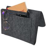 5 Pockets Felt Bedside Caddy,Thicker Bed Side Pocket Storage Organizer Bag with Charging Hole for Phone Remote Books Magazine (1 PCS Dark Grey)