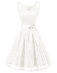 Dressystar 0010 Women Floral Lace Bridesmaid Party Dress Short Prom Dress V Neck White L