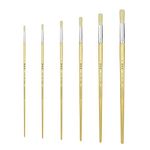 XDT#582 Round Tip Artist Paint Brush 6 Piece Set Medium Stiff Hog Bristle Extra Long Handle #1#3#5#7#9#11, Best Brush for Painting Oil Acrylic Watercolor On Canvas