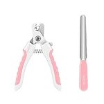 OneCut Dog Claw Care Nail Clippers for Large Dogs and Cats - Professional Dog Nail Trimmer with Quick Safety Guard - Grooming Razor Sharp Blades and Nail File - Pet Grooming Tool for Home Use (Large, Pink)