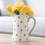 ZALE YARDLEY Flower Vase, Pitcher Vase, Ceramic Bee Flower Jug with Handle, Vase for Flower, Garden Ornaments, Perfect for Real, Artificial Flower, Room décor, Christmas, Valentine, Wedding Gift