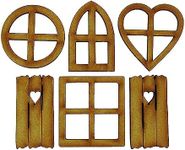 6PCS Wooden Fairy Garden Door Blank Door Unfinished Elf Window Fairy House Door and Windows Ornaments Tree Statues for Tree Trunk Yard Decoration Miniature Garden Figurines