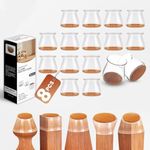 8 Pcs Silicone Chair Leg Floor Protectors, Premium Felt Furniture Pads for Hardwood Floors, Furniture Sliders for Chair Legs, Stool Leg Protectors Cap for Avoid Noise and Scratches (Clear, Large)