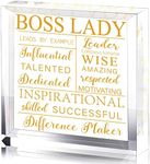 Yalikop Boss Lady Gifts for Women Acrylic Boss Lady Desk Boss Lady Office Decor Inspirational Quotes Boss Gifts Boss Appreciation Keepsake and Paperweight (Gold, Classic Style)