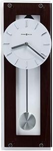 Howard Miller Emmett Wall Clock II, Espresso Finish - Silver Finished Pendulum, Wenge Style Chrome Accents, Quartz Movement Soft Ticking Wall Clock for Bedroom, Modern Grandfather Clock
