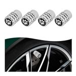 Dickno 4 PCS Tire Valve Stem Caps, Leakproof Car Tire Air Valve Stem Covers with Rubber Ring, Corrosion Resistant Auto Tire Valve Stem Cap Cover, Universal Vehicle Accessories (Silver, Footprint)