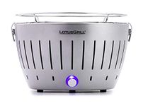 LotusGrill Classic Silver Metallic G340 Special Colour – The Smokeless Charcoal Grill/Table Grill with USB Connection