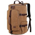 BAOSHA HB-26 Vintage Canvas Men Holdall Weekend Travel Duffel Bag Backpack Messenger Shoulder Bags Convertible Travel Hiking Rucksack Weekender Overnight Bag (Coffee)