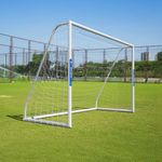 Caprihom Soccer Goal 10FTx6.5FT w/Net | Soccer Nets for Backyard w/Weatherproof Ground Stakes,UPVC Frame | Portable PVC Full Size Soccer Goal Post