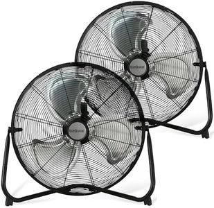 Hurricane Pro 20 Inch Aluminum High Velocity Heavy Duty Metal Floor Blade Fan with 3 Customizable Speed Settings and Adjustable Tilt, 2-Pack, Black