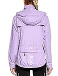 FitsT4 Sports Women's Cycling Running Jackets Lightweight Windproof Bike Windbreaker Reflective with Hooded Light Purple Size L