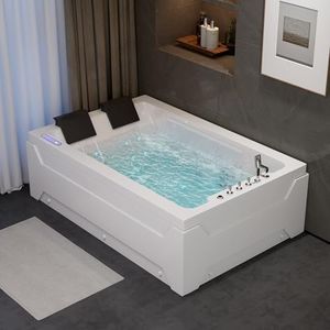 Weibath 73'' Whirlpool Tub Water Massage Two Person Jetted Bathtub 3 Sided Apron Corner Whirlpool Tub with 22 Water Jets