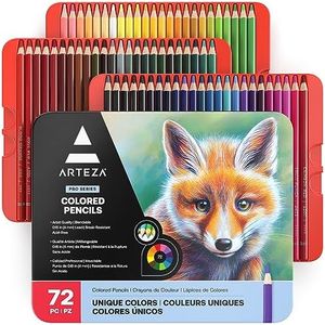 ARTEZA Colored Pencils, Professional Set of 72 Colors, Soft Wax-Based Cores, Ideal for Drawing Art, Sketching, Shading & Coloring, Vibrant Artist Pencils for Beginners & Pro Artists in Tin Box