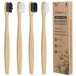 4 Pcs Soft Bamboo Micro-Nano Toothbrushes, Extra Soft Toothbrush with 20000 Bristles Designed for ​Sensitive Gums Kids Adults (White and Grey Bristles)