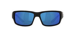 Costa Del Mar Men's Fantail Rectangular Sunglasses, Matte Black/Grey Blue Mirrored Polarized, Numeric_7