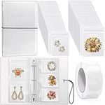 141 PCS Transparent Jewelry Storage Book, Cludoo Portable Travel Jewelry Earring Organizer Storage Book Bag with Pockets and Anti Oxidation Zipper Bag for Rings Necklace Bracelets and Earrings (white)