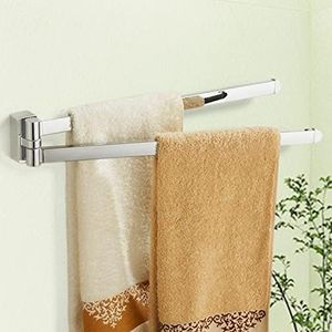 Swivel Towel Rail Stainless Steel Wall Mounted Towel Rack Holder with 2 Swivel Bars, Swing Towel Holder for Kitchen, Bathroom, Toilet,Silver