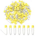 Hocansen 50 PCS Safety Pin Diaper Pin Stainless Steel Cloth Pins Plastic Head Cloth Diaper Pins with Locking Closures 54MM/2.2 Inch（Yellow）