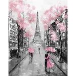 MXJSUA DIY Romantic Eiffel Tower Street Diamond Art Kits for Adults, Diamond Painting Kits for Adults, Full Round Drill Diamond Gem Art Embroidery Kit for Kids, Diamond Dots Beads Crafts, 30x40cm