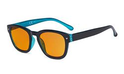 Eyekepper Blue Light Blocking Reading Glasses with Orange Tinted Filter Lens for Sleeping - Anti Blue Ray Computer Readers - Black-Blue +1.75