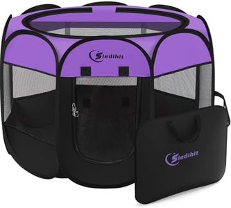 Large Dog Playpen, Puppy Pet Playpen Indoor, Dogs Tent Crates Cage Indoor/Outdoor, Portable Pop Up Dog Kennel Playpen with Carrying Case for Dogs/Cats/Rabbits, Removable Zipper Top, Purple