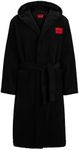 HUGO Mens Terry Gown Hooded Cotton-terry hooded dressing gown with red logo label