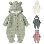 Opewod Infant Knitted Sweater Romper Longsleeve Outfit Fleece Jumpsuit for Baby Boy Girl Clothes