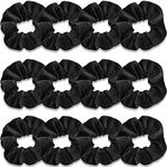 IVARYSS Scrunchies for Women, 12 Pcs Black Velvet Scrunchies for Hair, Soft Ponytail Holder for Girls, Classic Elastic Hair Bands