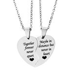 MJartoria BFF Necklace for 2-Valentines Heart Matching Necklace Best Friends Pendant Friendship Necklace Set of 2 Gifts for Women, Stainless Steel, No Gemstone