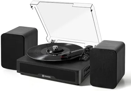 Vangoa Vinyl Record Player Turntable with 2 Stereo Speakers, 3-Speed Belt-Driven Turntables for Vinyl Records Supports AUX-in, RCA Line, USB, Wireless Playback, Black
