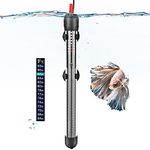 HITOP HP-608 Submersible Aquarium Heater 100W 200W 300W With Thermometer and Extra Sucker Cup (200W)