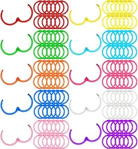 120 pcs Loose Leaf Binder Rings, Flash Card Rings, Colorful Metal Book Rings, Rainbow Color Heavy Duty Notebook Rings, Keychain Key Rings, 1 Inch 10 Colors
