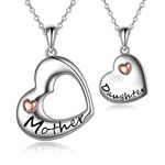 POPLYKE Mom Daughter Necklace set for 2 Sterling Silver Mothers Day Birthday Gifts Jewelry Matching Mother Daughter Set for Women Mom Daughter Wife Matching Mother Daughter Jewelry for Women Mom Daughter Wife
