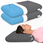 MY ARMOR Ventilated Cool Gel Memory Foam Pillows, Orthopedic Pillows for Neck Pain Relief, King Size - 24x15x5 Inches with Grey Colour Pillow Cover - 350 GSM - Pack of 2