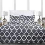 Sleep Restoration Goose Down Alternative Quatrefoil Comforter - Premium Hypoallergenic All Season Duvet - King/Cal King - Gray