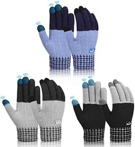 Guantes Invierno Niño Termicos Niña - 3 Pares Tactil Guantes Gruesa Calientes MáGicos Infantil para Frio Deporte Running Ciclismo Movil Smartphone Niños 8-10 Años