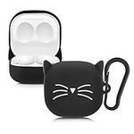 kwmobile Silicone Case Compatible with Samsung Galaxy Buds 2 Pro/Buds 2 / Buds Live Case Cover - Cat Black/White