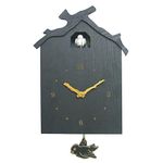 DEEWISH BirdHouse white, modern wood home decor wall cuckoo clock 12 natural bird voices cuckoo call for kid family, 265 * 195 * 70 MM (265 * 195 * 70 MM, Black)