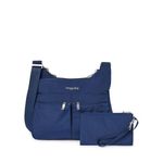 Baggallini Cross Over Crossbody Bag - Lightweight, Water Resistant Travel Purse With Exterior Pockets and Removable RFID-Blocking Wristlet