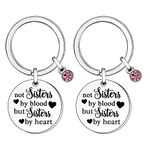 2 Pcs Sister Keychains Birthday Gifts Friendship Key Chain Jewelry Christmas Graduation Gifts - Not Sisters by Blood But Sisters by Heart