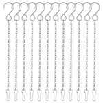 FEPITO 12 Pack Hanging Chains, 10 Inch Hanging Basket Chains, Garden Plant Hangers Metal Chains with Hooks Clips for Bird Feeders, Wind Chimes, Lanterns, Planters, Decorative Ornaments