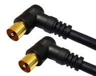 electrosmart 0.5 Meter Black Male Coax Plug to Male Coax Plug TV Aerial Cable with 90 Degree Right Angled Gold Plated Connectors – Short neat cable - Length: 50cm