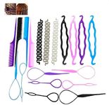 19 Pcs Hair Braiding Tool, DIY Styling Tool Kit Updo Ponytail Maker Accessories Topsy Braid