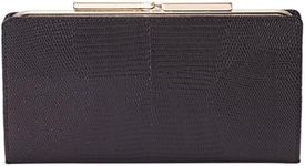 Topkapi Lucia Italian Leather Lizard Embossed Purse Wallet, Black